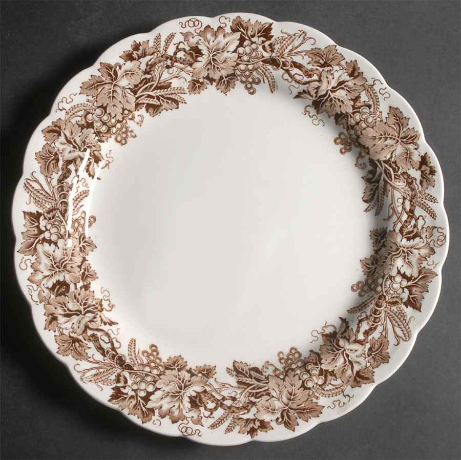 Vine and Wheat Brown 12" Chop Plate (Round Platter) by Booths-1