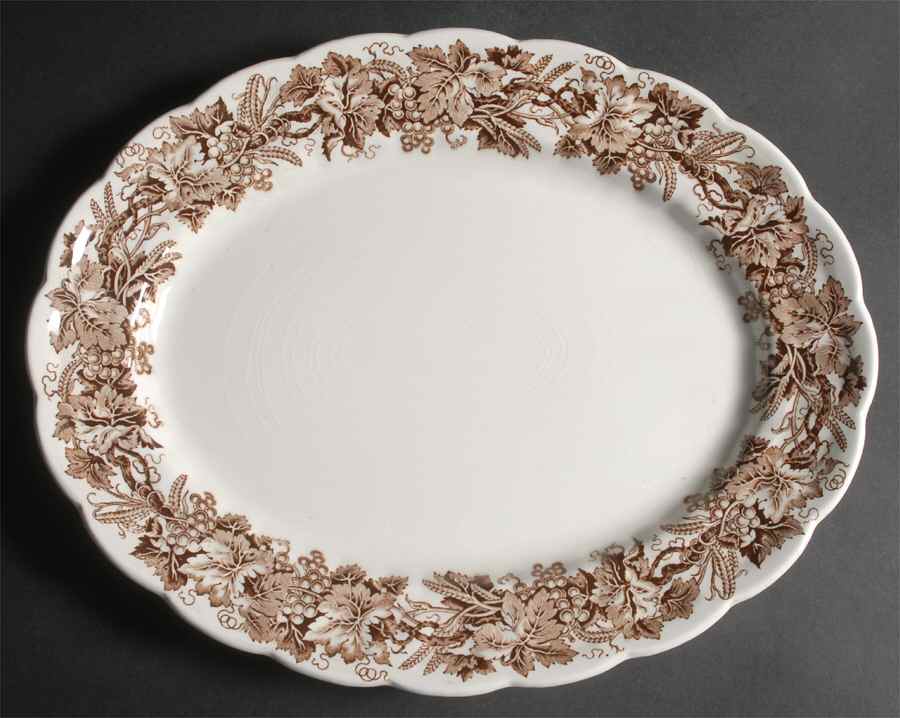Vine and Wheat Brown 16" Oval Serving Platter by Booths-1
