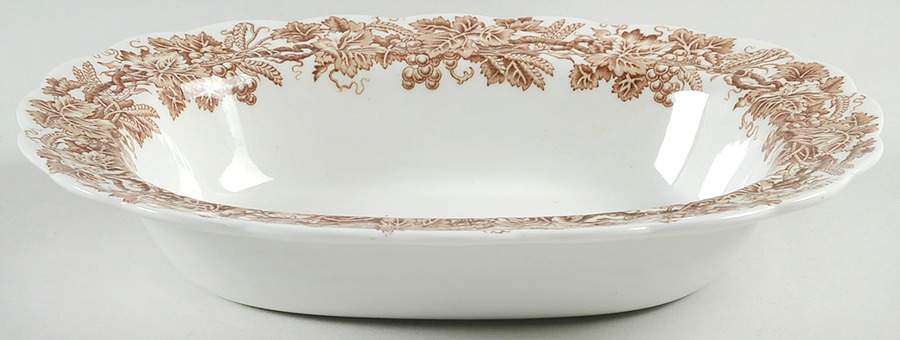 Vine and Wheat Brown 10" Oval Vegetable Bowl by Booths-1