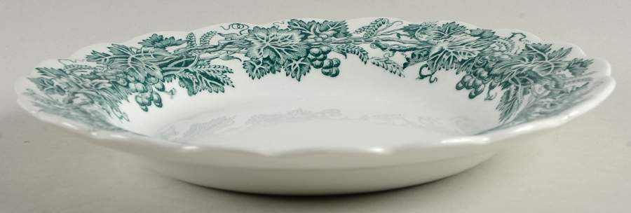 Vine and Wheat Green Rim Soup Bowl by Booths-1