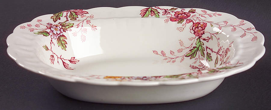 Washington (Multicolor, Scalloped) 10" Oval Vegetable Bowl by Booths-1