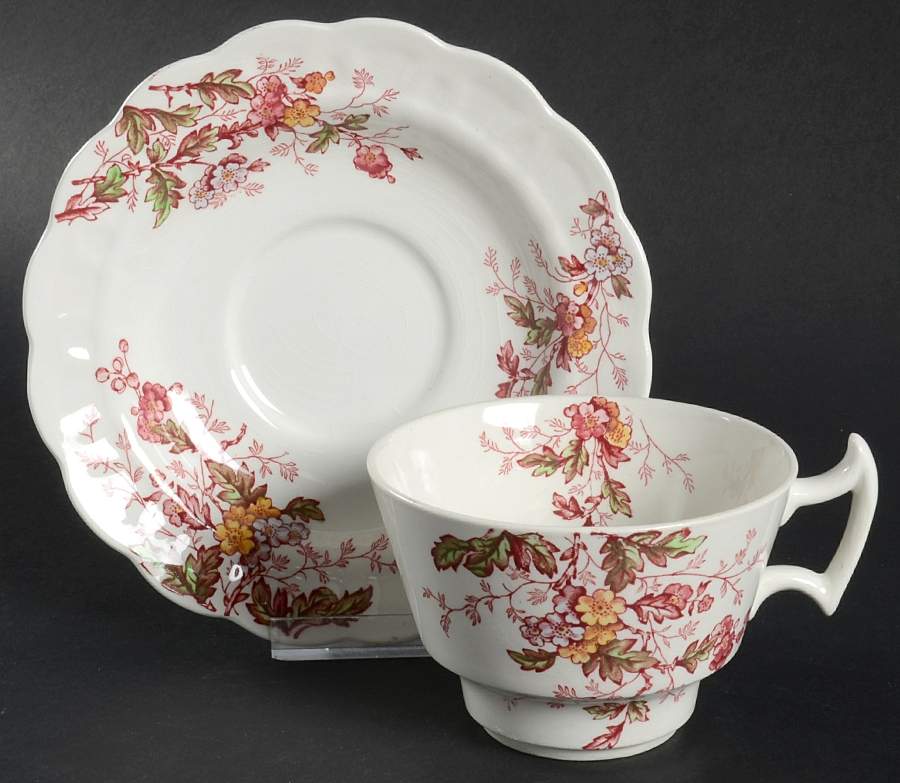 Washington (Multicolor, Scalloped) Oversized Cup & Saucer Set by Booths-1
