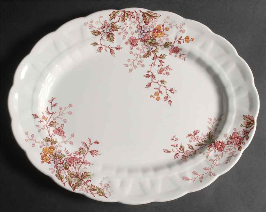 Washington (Multicolor, Scalloped) 15" Oval Serving Platter by Booths-1