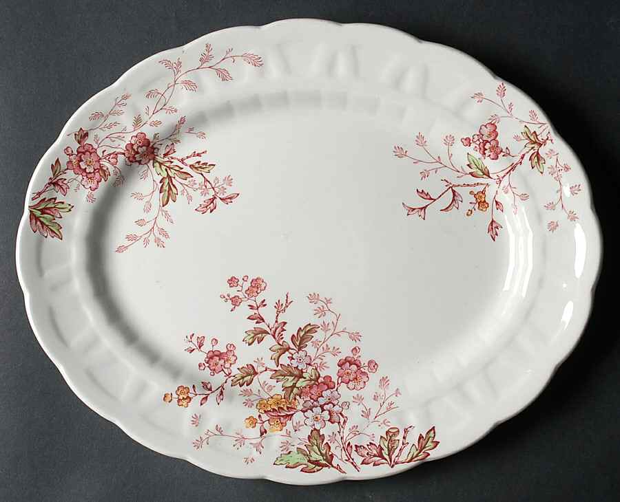 Washington (Multicolor, Scalloped) 12" Oval Serving Platter by Booths-1
