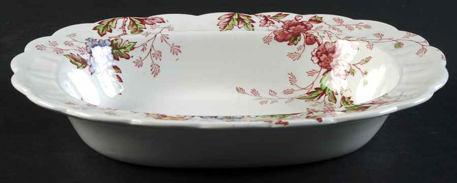 Washington (Multicolor, Scalloped) 8" Oval Vegetable Bowl by Booths-1