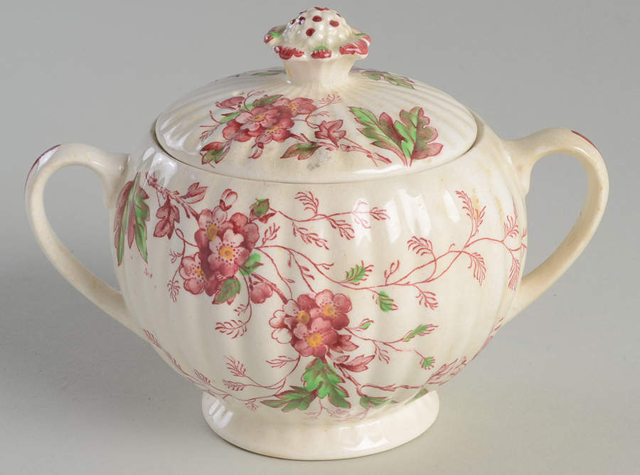 Washington (Multicolor, Ribbed) Sugar Bowl & Lid by Booths-1