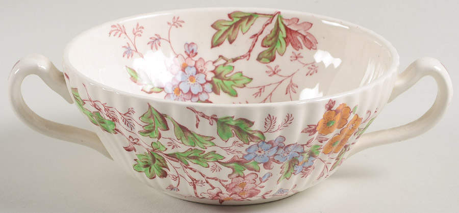 Washington (Multicolor, Ribbed) Flat Cream Soup Bowl by Booths-1