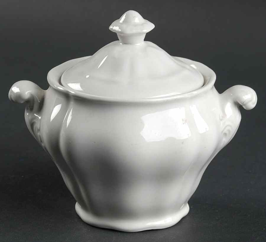 White Majestic Sugar Bowl & Lid by Booths-1