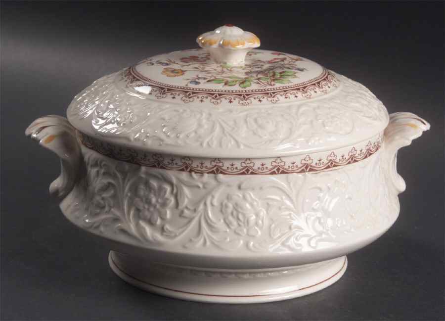 Wild Rose Round Covered Vegetable by Booths-1