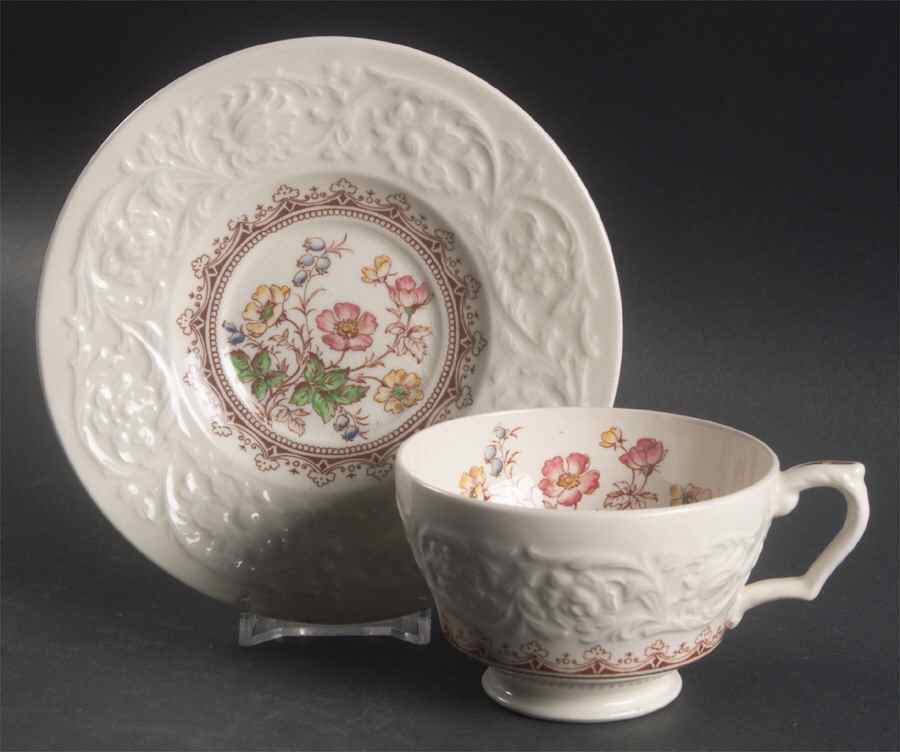Wild Rose Footed Cup & Saucer Set by Booths-1