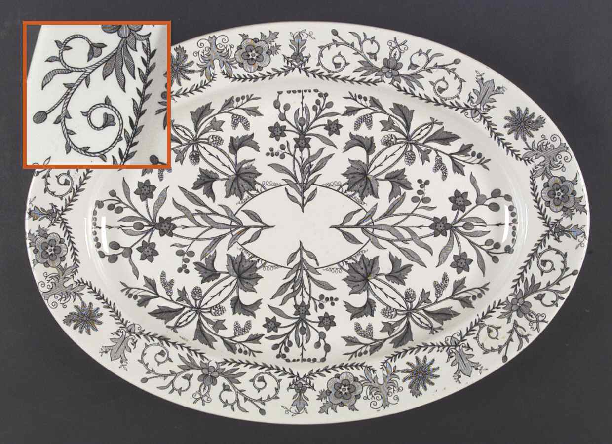 Lahore Black 16" Oval Serving Platter by T & R Boote-1