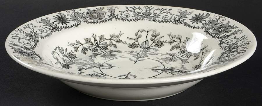 Lahore Black Large Rim Soup Bowl by T & R Boote-1