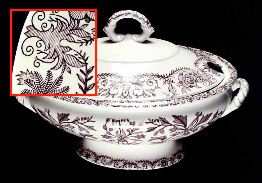 Lahore Brown (Brown Flowers) Tureen &  Lid by T & R Boote-1
