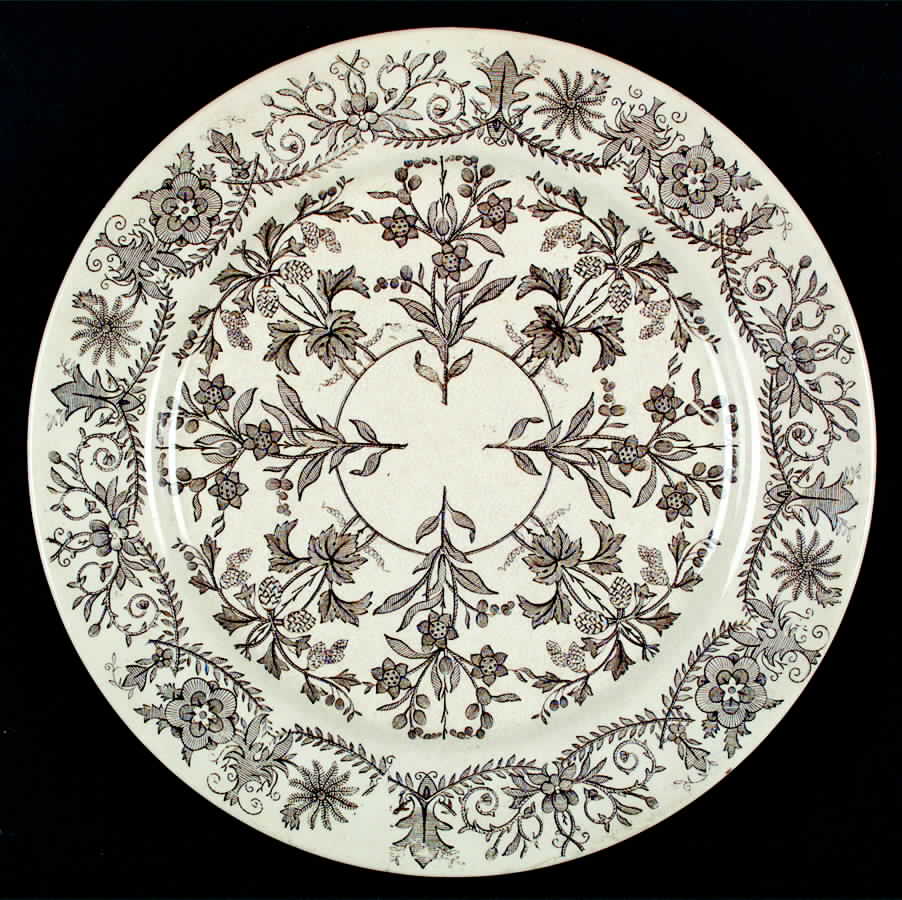 Lahore Brown (Brown Flowers) Luncheon Plate by T & R Boote-1