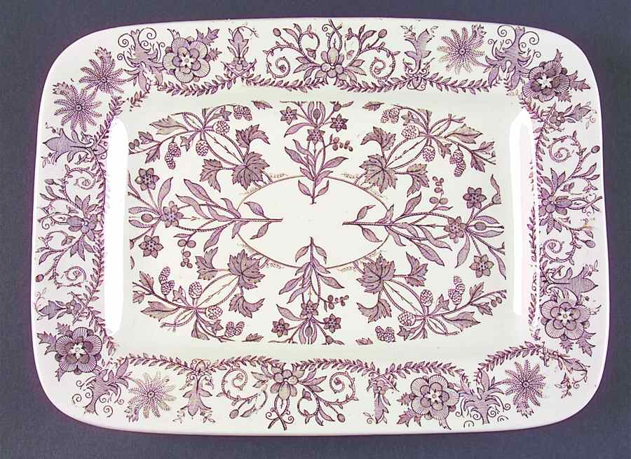 Lahore Brown (Brown Flowers) 10" Rectangular Serving Platter by T & R Boote-1