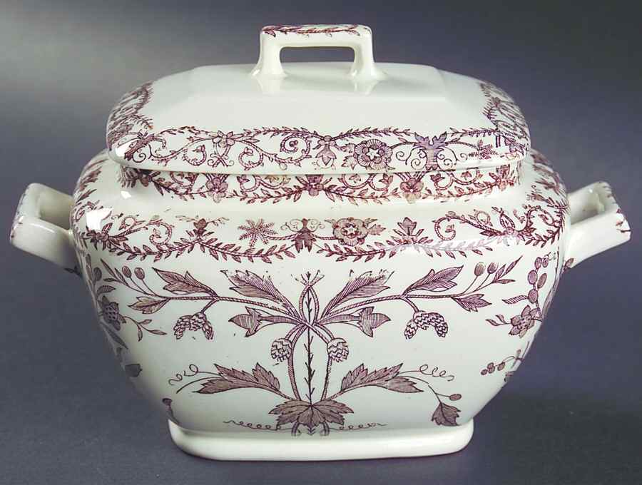 Lahore Brown (Brown Flowers) Sugar Bowl & Lid by T & R Boote-1