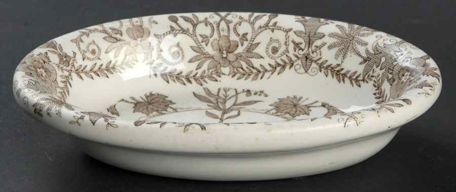 Lahore Brown (Brown Flowers) Oval Fruit/Dessert Bowl by T & R Boote-1