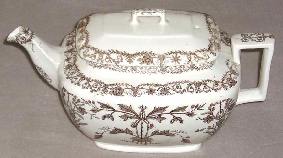 Lahore Brown (Brown Flowers) Teapot & Lid by T & R Boote-1