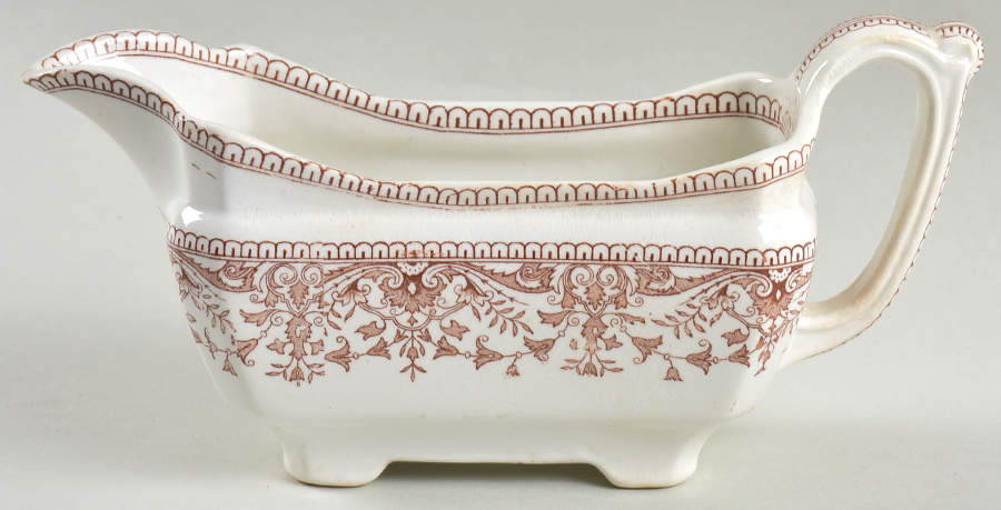 Tournay Brown Gravy Boat by T & R Boote-1