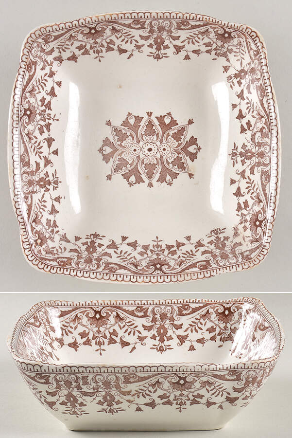 Tournay Brown 7" Square Vegetable Bowl by T & R Boote-1