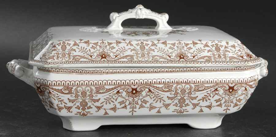 Tournay Brown Rectangular Covered Vegetable by T & R Boote-1