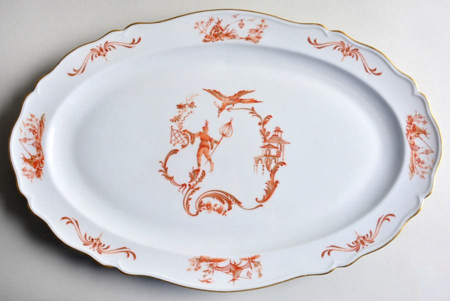 BOY4 (Gold Trim) 16" Oval Serving Platter by Georges Boyer-1