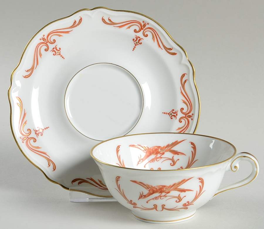 BOY4 (Gold Trim) Footed Cup & Saucer Set by Georges Boyer-1