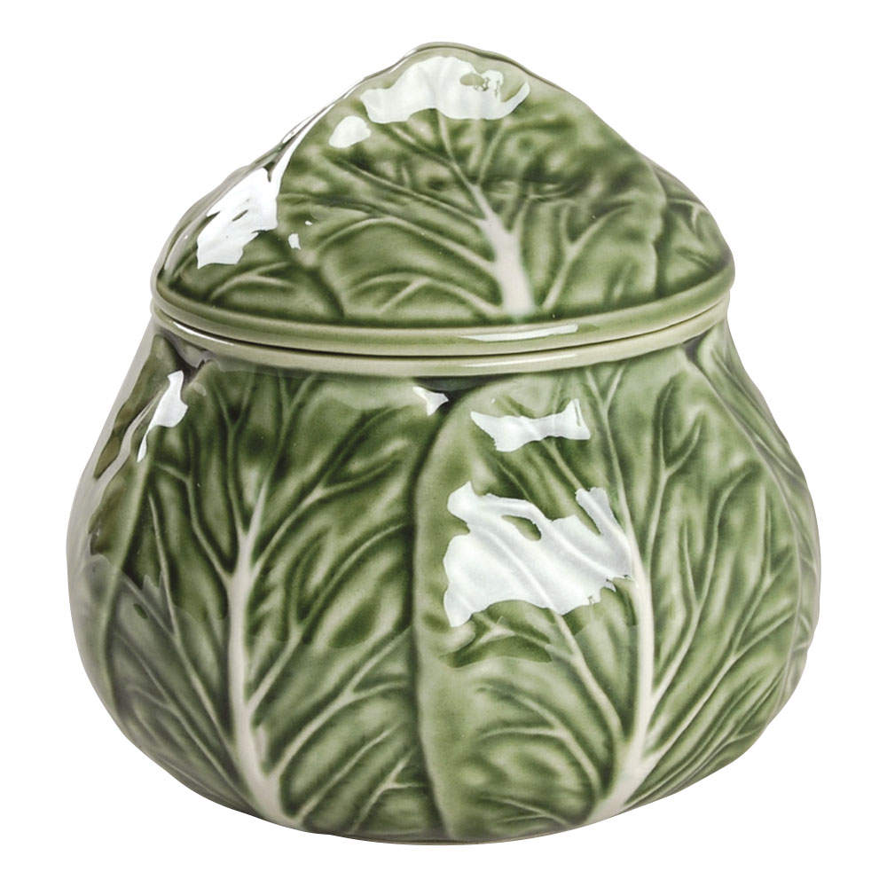 Cabbage Green Sugar Bowl & Lid by Bordallo Pinheiro-1