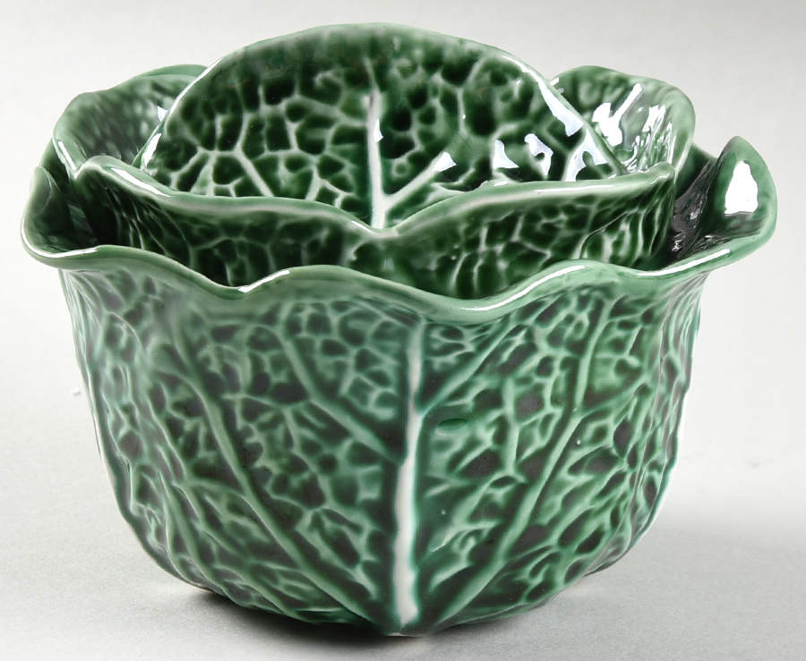 Cabbage Green Covered Soup Bowl by Bordallo Pinheiro-1