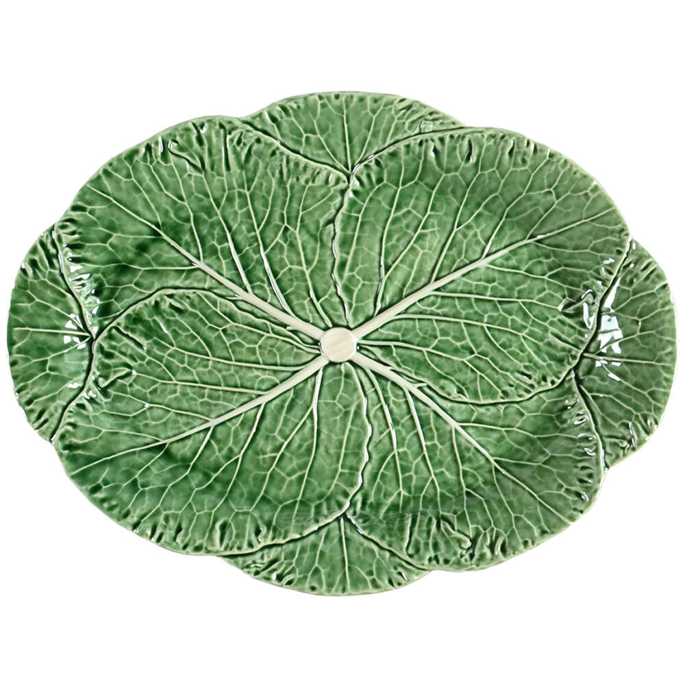 Cabbage Green 17" Oval Serving Platter by Bordallo Pinheiro-1