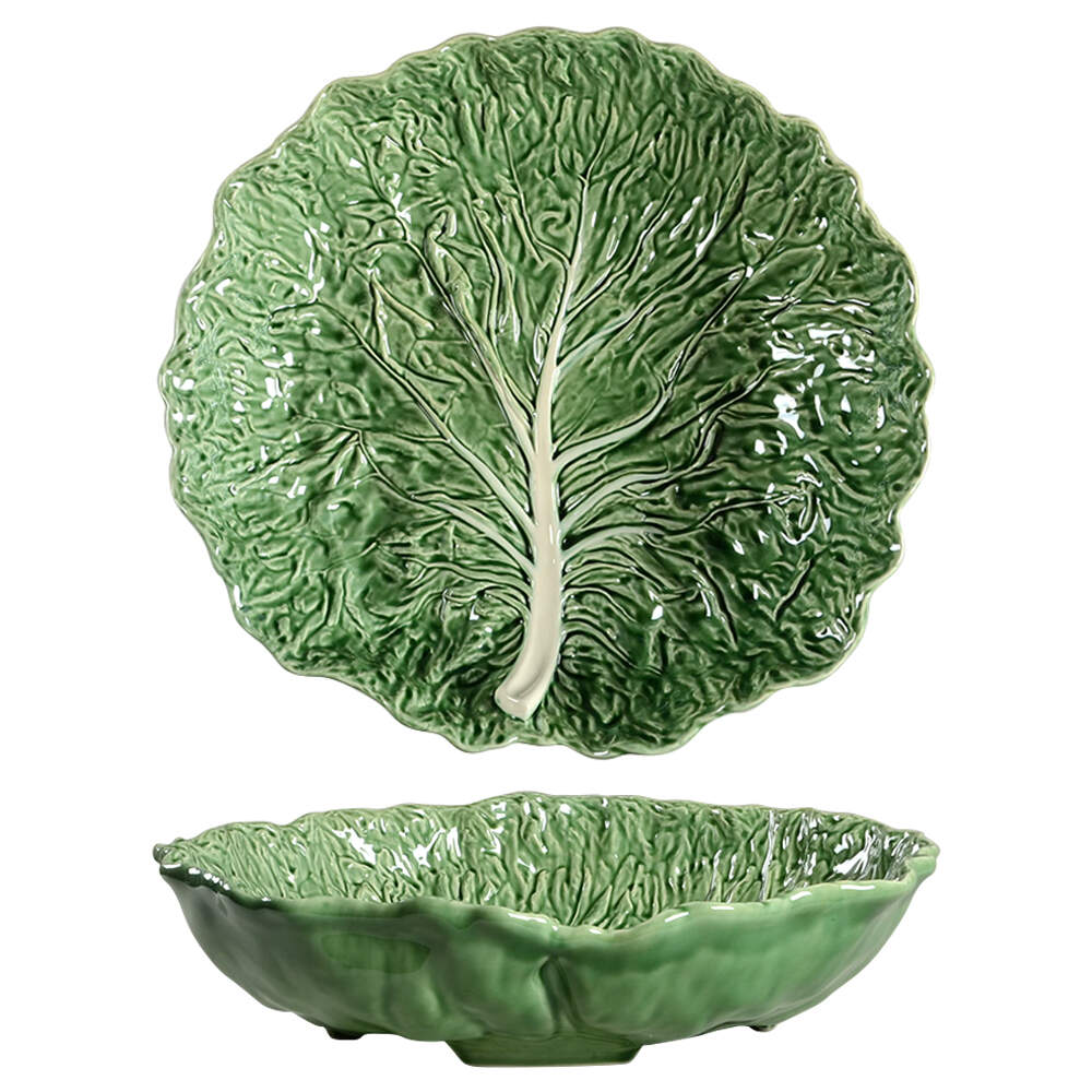 Cabbage Green 16" Large Salad Serving Bowl by Bordallo Pinheiro-1