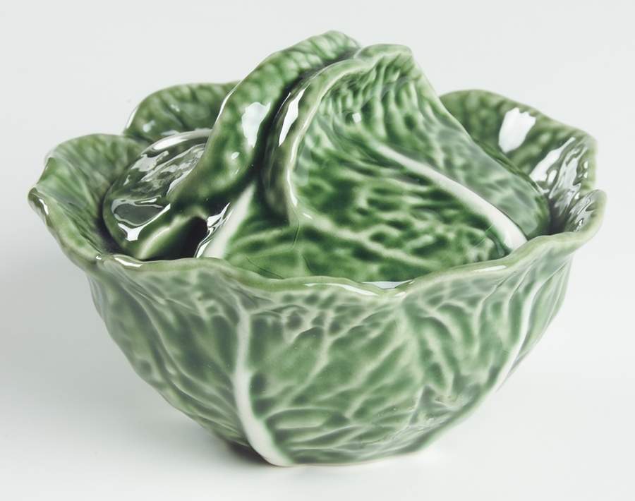 Cabbage Green Sugar Bowl & Lid by Bordallo Pinheiro-1
