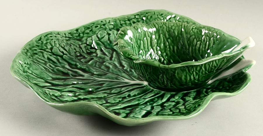 Cabbage Green 2 Piece Chip/Dip Set by Bordallo Pinheiro-1