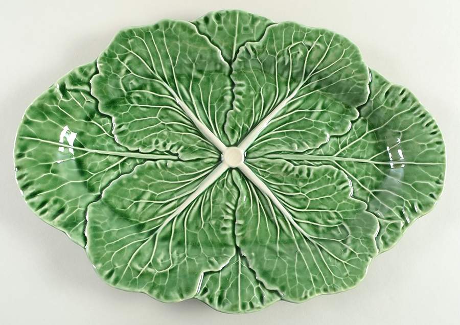Cabbage Green 14" Oval Serving Platter by Bordallo Pinheiro-1