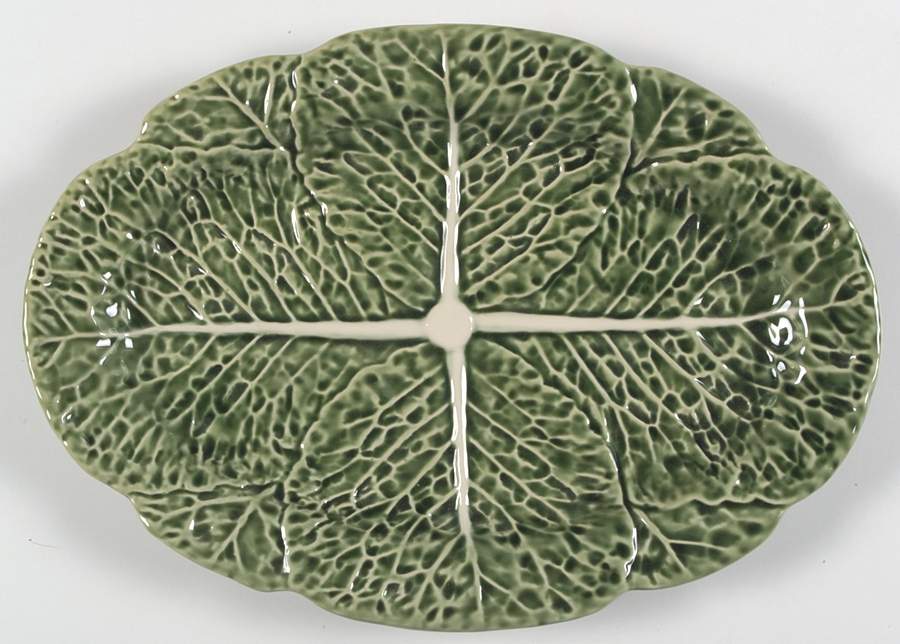 Cabbage Green 14" Oval Serving Platter by Bordallo Pinheiro-1