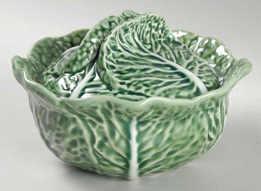 Cabbage Green Covered Soup Bowl by Bordallo Pinheiro-1
