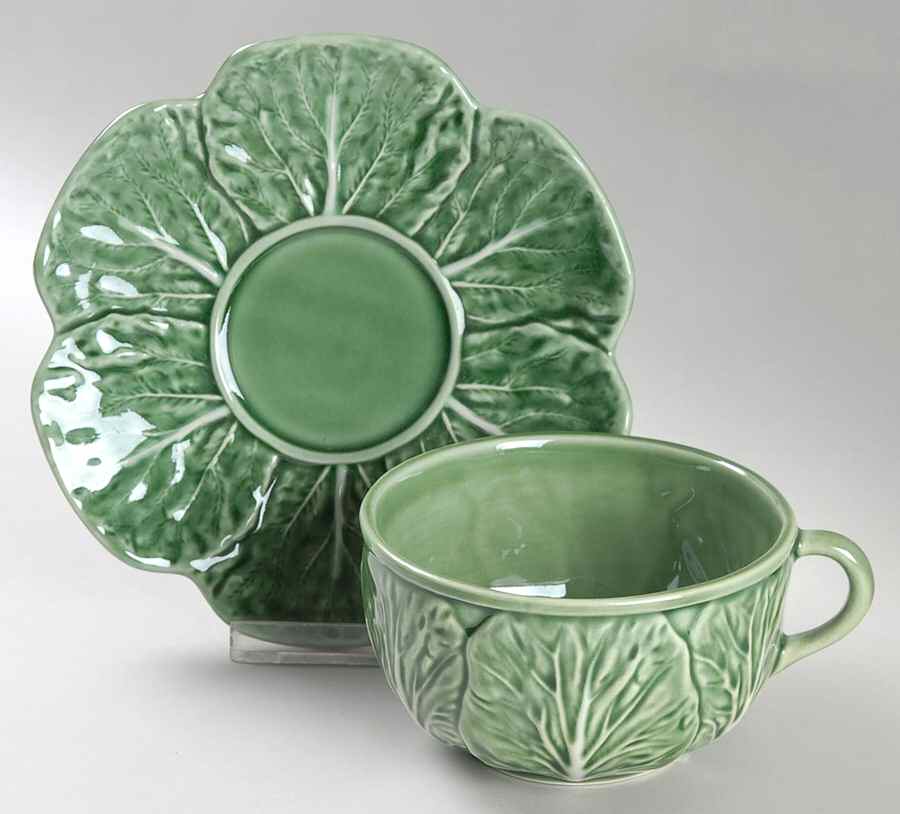 Cabbage Green Breakfast Cup & Saucer Set by Bordallo Pinheiro-1