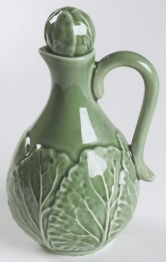 Cabbage Green Oil Or Vinegar Cruet and Stopper by Bordallo Pinheiro-1