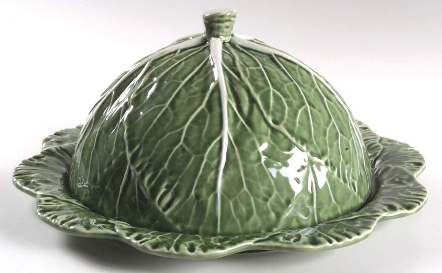 Cabbage Green 13" Cheese Dome W/Plate by Bordallo Pinheiro-1