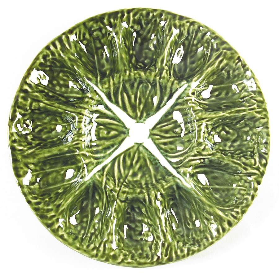 Cabbage Green Deviled Egg Plate by Bordallo Pinheiro-1