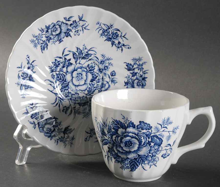 Beacon Hill Blue Flat Cup & Saucer Set by British Anchor-1
