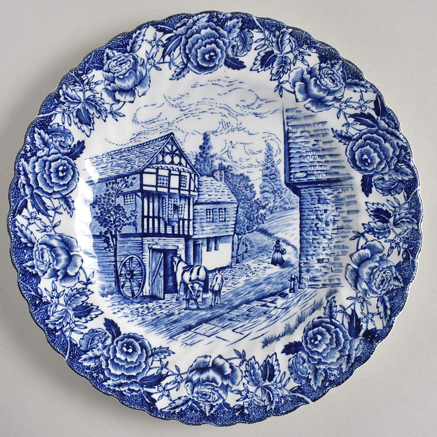 English Country Scenes Blue Salad Plate by British Anchor-1