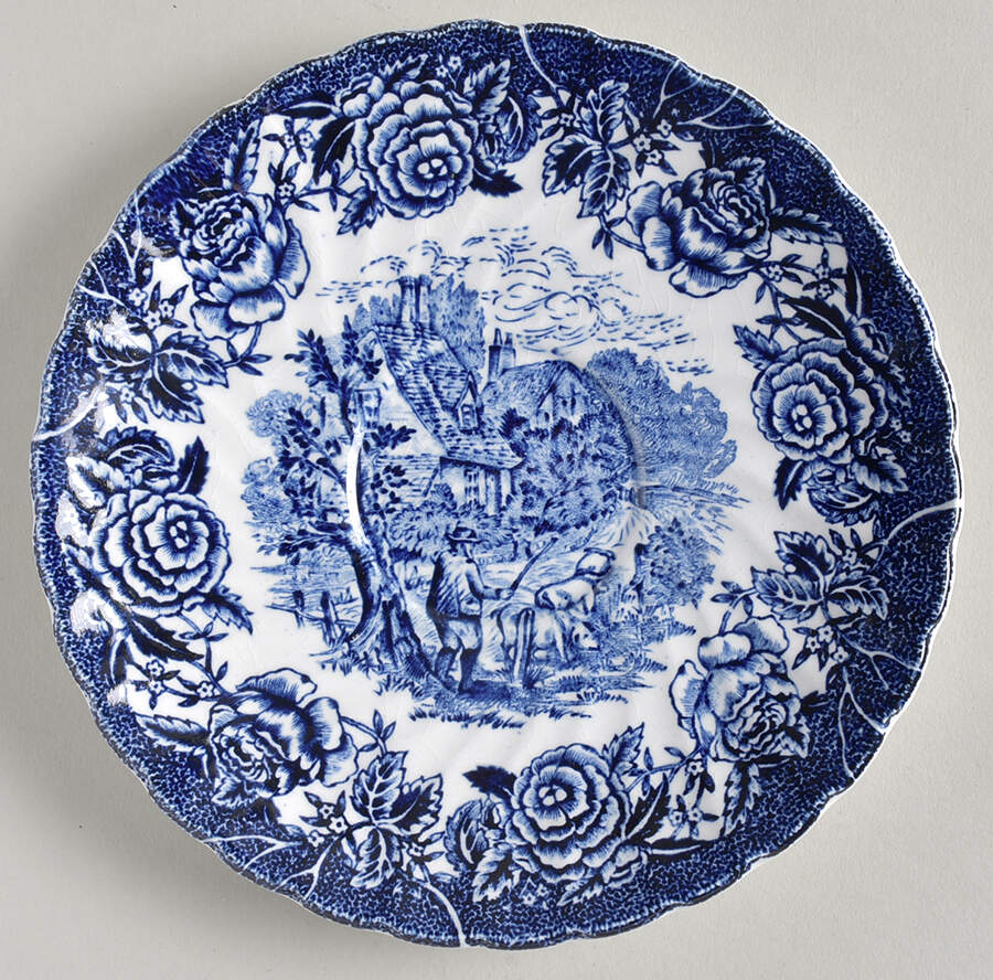 English Country Scenes Blue Saucer by British Anchor-1