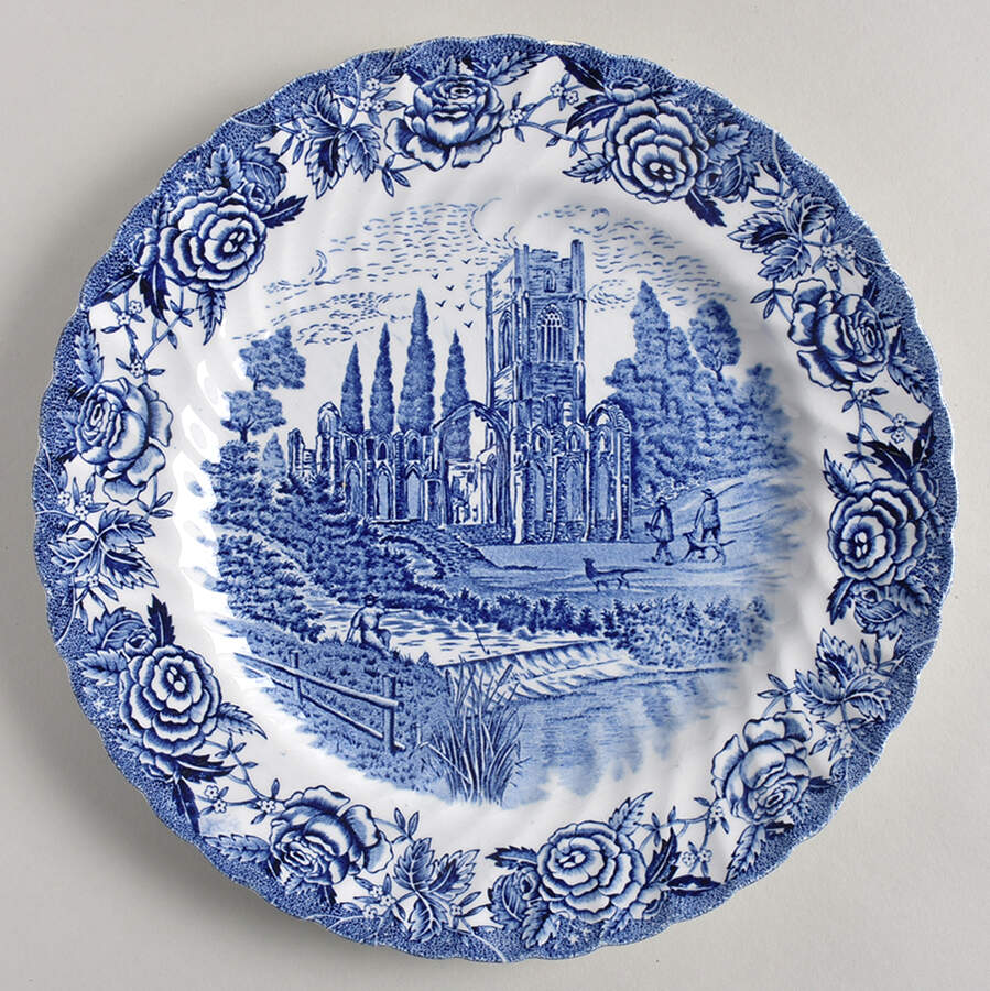English Country Scenes Blue Luncheon Plate by British Anchor-1
