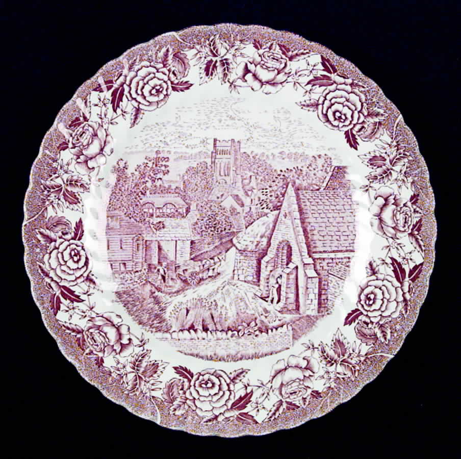 English Country Scenes Red Dinner Plate by British Anchor-1