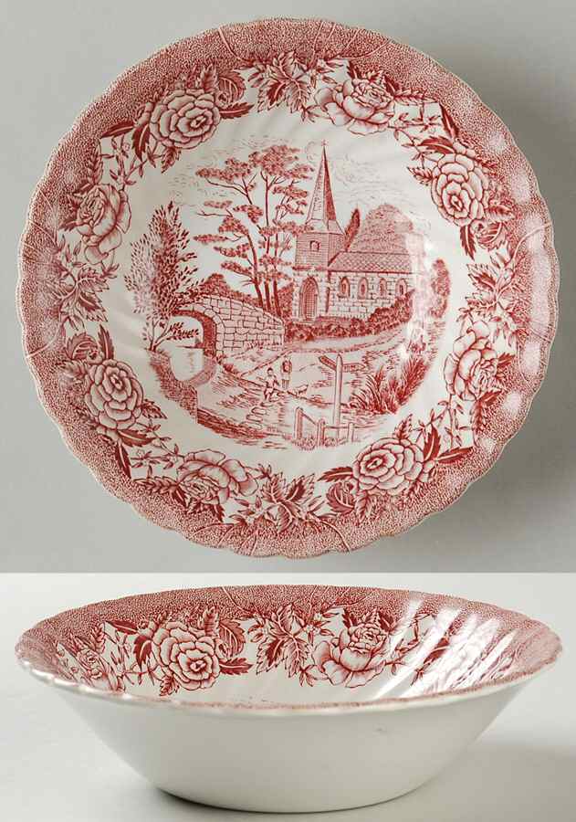 English Country Scenes Red Coupe Cereal Bowl by British Anchor-1