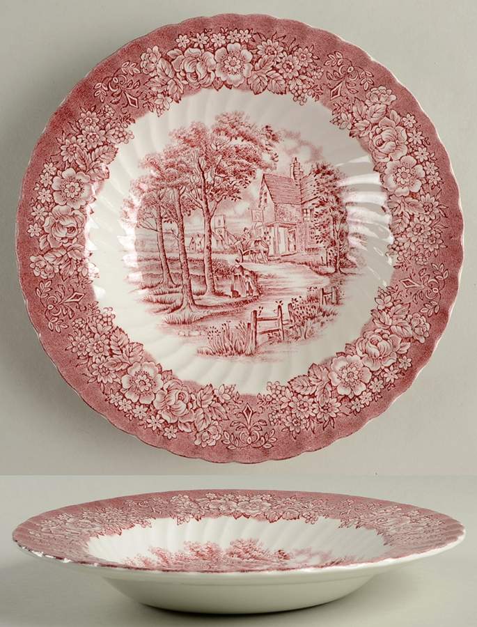 Memory Lane Pink Rim Soup Bowl by British Anchor-1