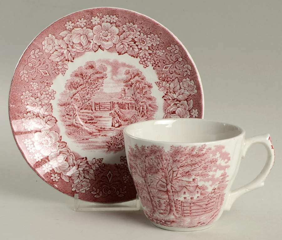 Memory Lane Pink Flat Cup & Saucer Set by British Anchor-1