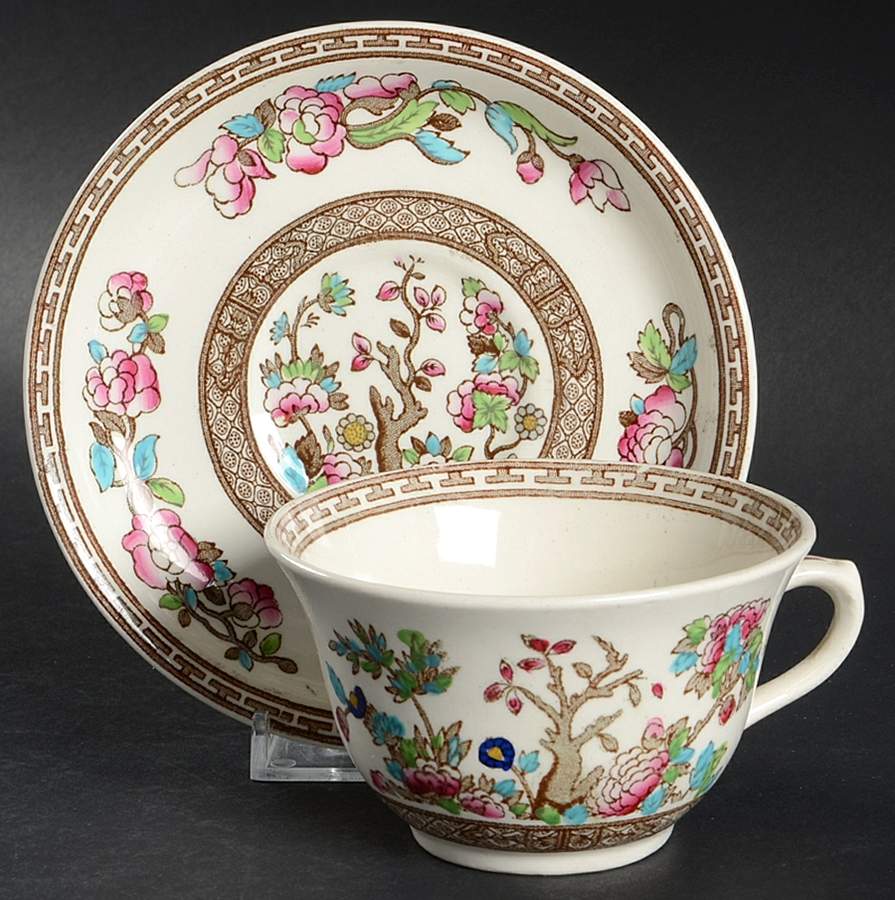 Ye Olde Indian Tree Flat Cup & Saucer Set by Bridgwood & Son-1