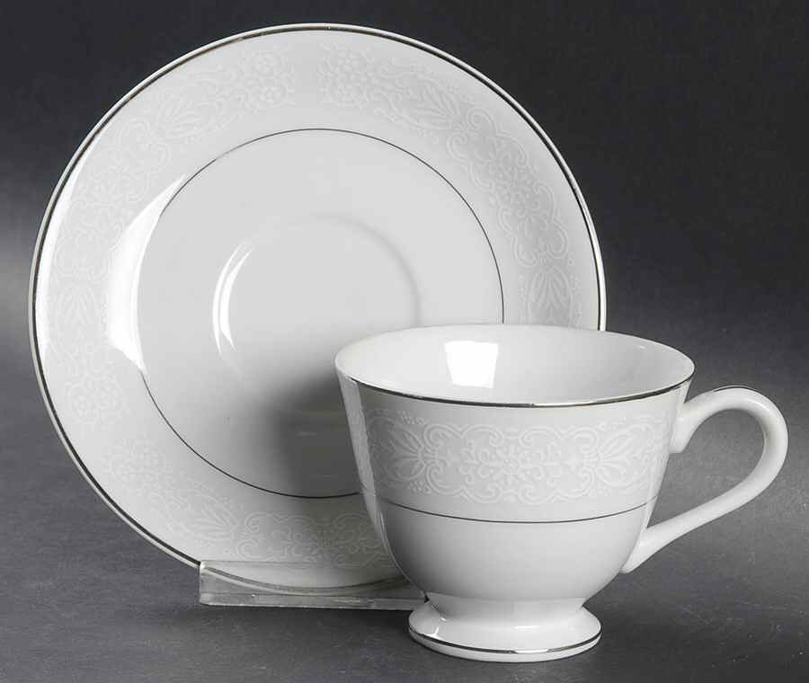 White Lace Footed Cup & Saucer Set by Brentwood-1